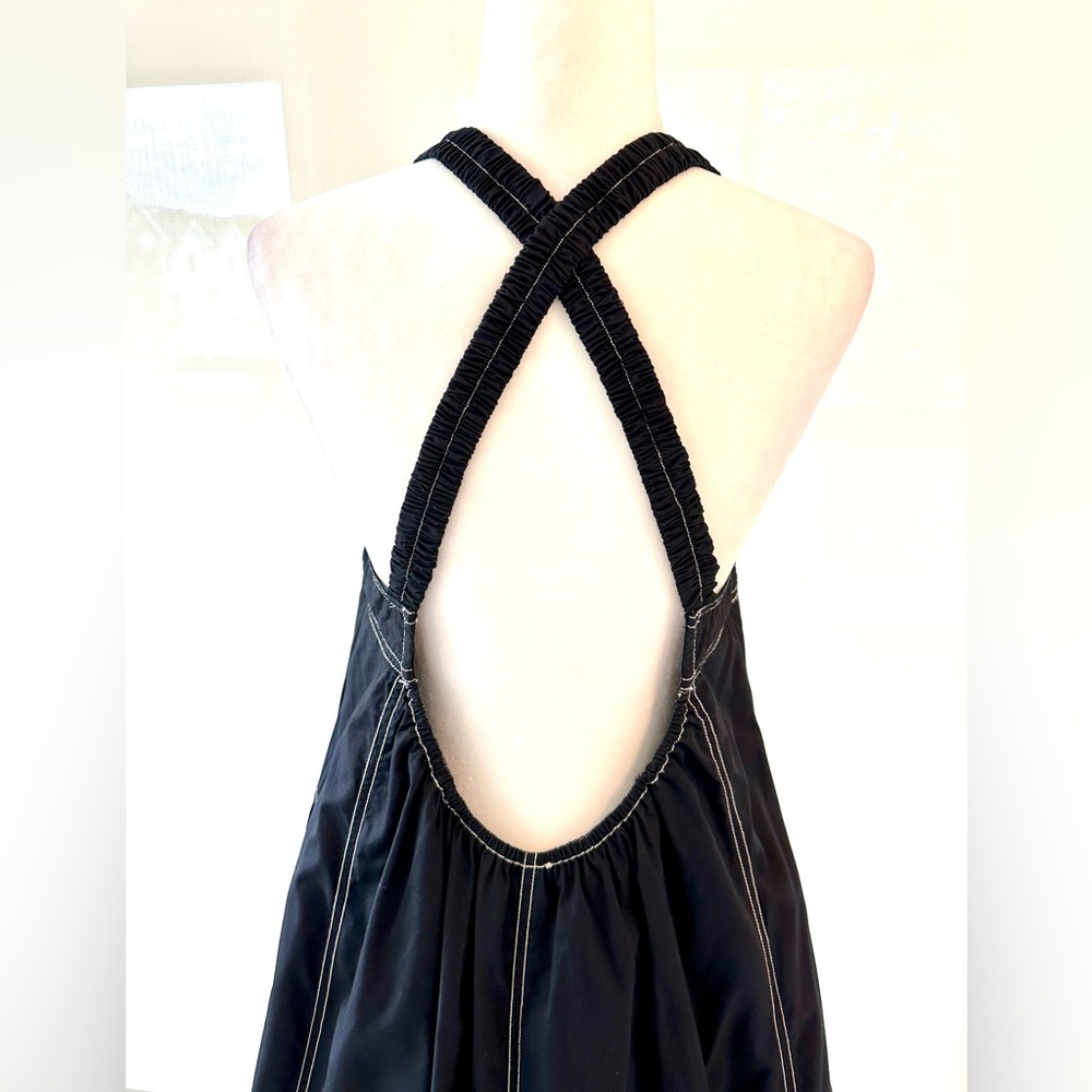 Free People Black Maxi Dress with White Stitching & Open Back - Picture 6 of 10